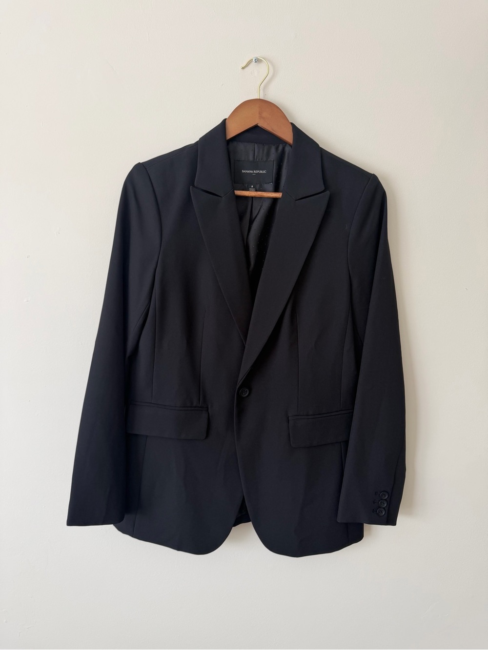 Banana Republic Women’s Long Black Single Button Blazer Size 8 VGC